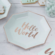 Piatti di carta Hello World, 8 pezzi