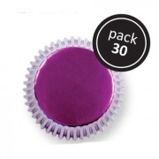 Tazze per cupcake viola metallizzato, 30 pezzi