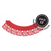 Cupcake Wrapper Hearts Red, 12 pezzi