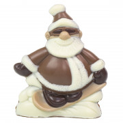 Chocolate mold Santa Claus on snowboard