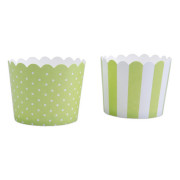 Mini Cupcake Molds Light Green & White, 12 pieces