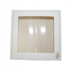 Boîte à gâteaux avec fenêtre Blanc et or 28 x 28 x 12 cm