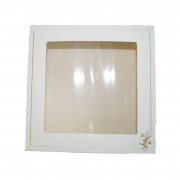 Boîte à gâteaux avec fenêtre Blanc et or 28 x 28 x 12 cm