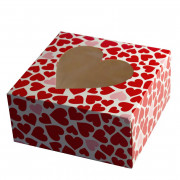 Cake box hearts with window 19 x 19 x 9 cm