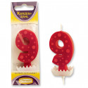 Candle number 9 Red dotted
