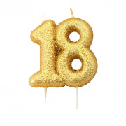 Number candle 18 gold glitter