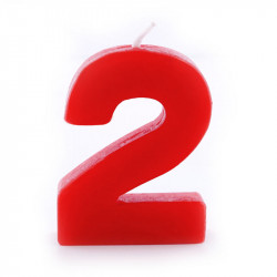 Zahlenkerze 2 Rot