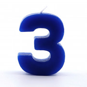 Bougie numérotée 3 bleue