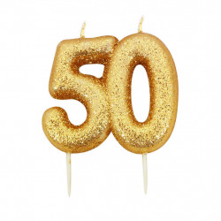 Zahlenkerze 50 Gold Glitzer