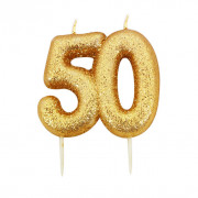 Candela numero 50 oro glitterato