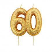 Number candle 60 gold glitter