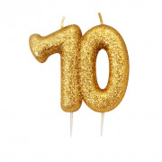 Number candle 70 gold glitter