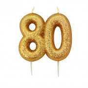 Number candle 80 gold glitter