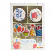 Set di stampi per cupcake Happy Birthday, 24 pezzi