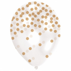 Ballone mit Konfetti Gold, 6 Stück