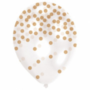 Palloncini con coriandoli dorati, 6 pezzi