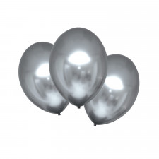 Metallic silver balloons, 6 pieces