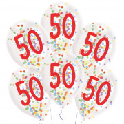 Palloncini a coriandoli 50 anni, 6 pezzi