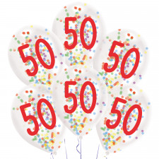 Confetti balloon 50 years, 6 pieces