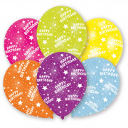 Palloncini Happy Birthday colorati, 6 pezzi