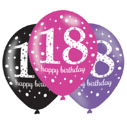 Happy Birthday balloons 18 years, 6 pieces