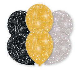 Happy Birthday Luftballons Mix, 6 Stück