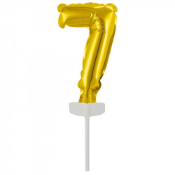 Folienballon Gold Nr. 7 als Cake Topper