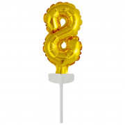 Folienballon Gold Nr. 8 als Cake Topper