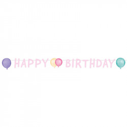 Happy Birthday Girlande Pastel, 150 x 13.8 cm