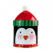 Boîte à biscuits Pingouin avec bonnet Ø 90 x 125 mm