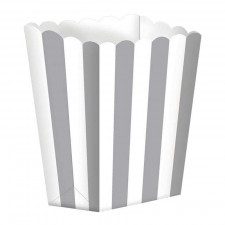 Popcorn Box silber-gestreift, 5 Stück