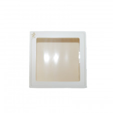 Boîte à gâteaux avec fenêtre Blanc et or 21 x 21 x 5 cm