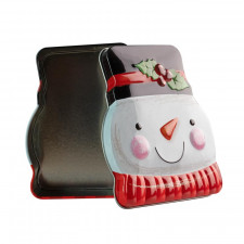Faccia di pupazzo di neve in latta per biscotti, 137 x 99 x 51 mm