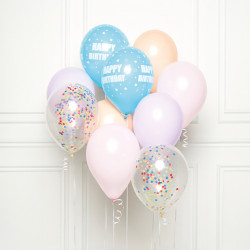 Ballonbouquet Pastell Happy Birthday, 10 Stück