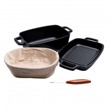 Gusseisentopf-Set für Brot eckig, 28 x 20 cm
