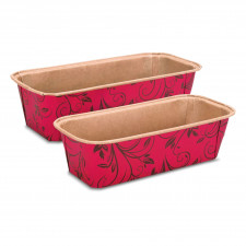 Paper baking tin red 17.5 x 7 cm, 6 pieces