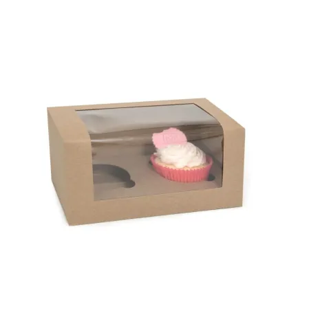 Scatola marrone per 2 cupcake, 1 pezzo