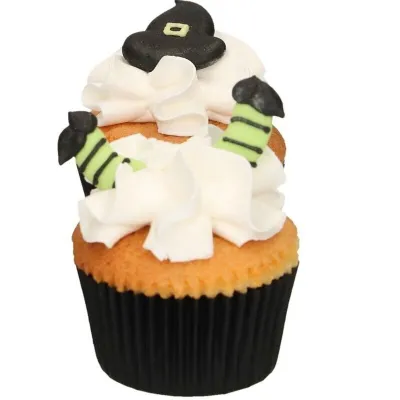 Sugar decoration witch's hat & legs, 18 pieces