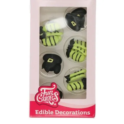 Sugar decoration witch's hat & legs, 18 pieces