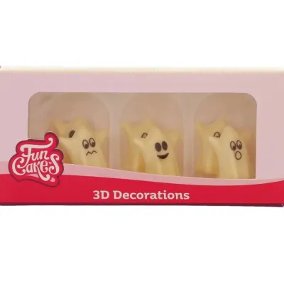 Schokoladendekoration 3D Geister, 6 Stück