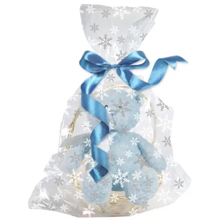 Sacchetti trasparenti cesto regalo fiocchi di neve