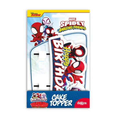 Cake Topper Spiderman Happy Birthday, 17.5 x 9 cm