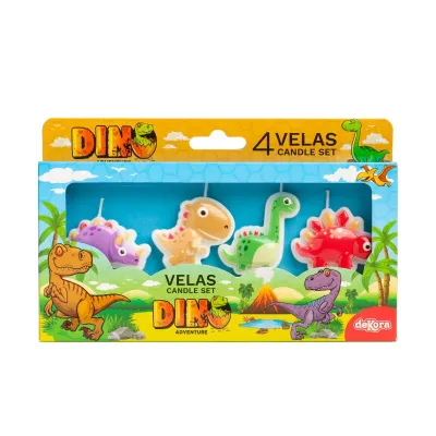 Candele Dinos Party, 4 pezzi