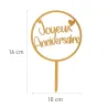 Cake Topper Joyeux Anniversaire Gold, 10 x 16 cm