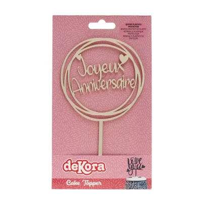 Cake Topper Joyeux Anniversaire Gold, 10 x 16 cm