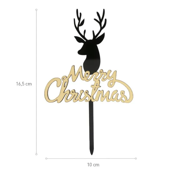 Caketopper Merry Christmas Black / Gold