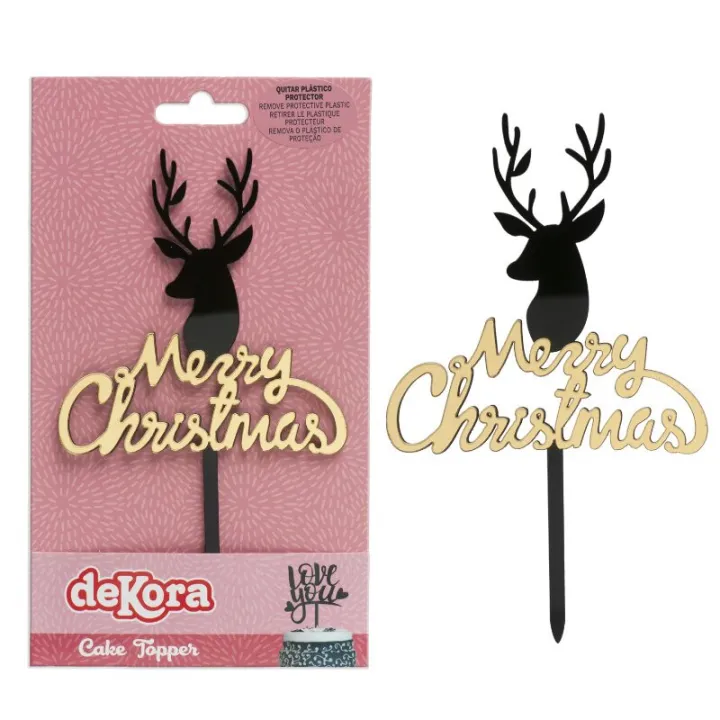Caketopper Merry Christmas Black / Gold