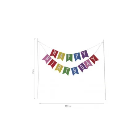 Guirlande Cake Topper multicolore Happy Birthday