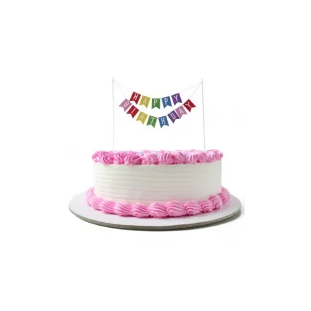 Guirlande Cake Topper multicolore Happy Birthday