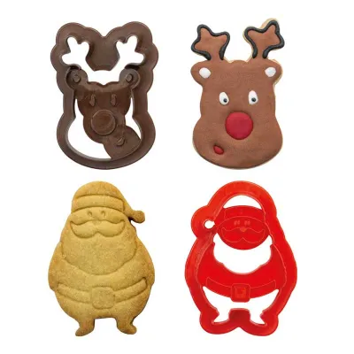 Embossing & cookie cutter set reindeer and Santa Claus, 2-piece